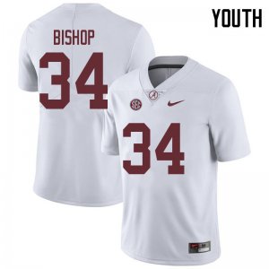 NCAA Youth Alabama Crimson Tide #34 Brandon Bishop Stitched College 2018 Nike Authentic White Football Jersey NS17J37SV